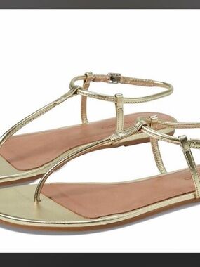 Bernardo Metallic Gold T-Strap Sandals